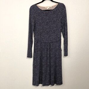 Boden Womens Size 8R Abigail Jersey Knit Dress Navy Floral Long Sleeve Swing